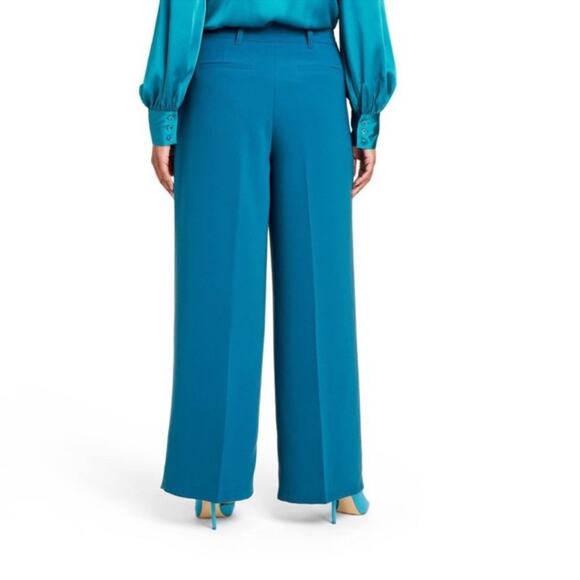2X 🔖 SERGIO HUDSON x Target Teal High-Waist Wide Leg Tailored Trousers - Picture 4 of 11